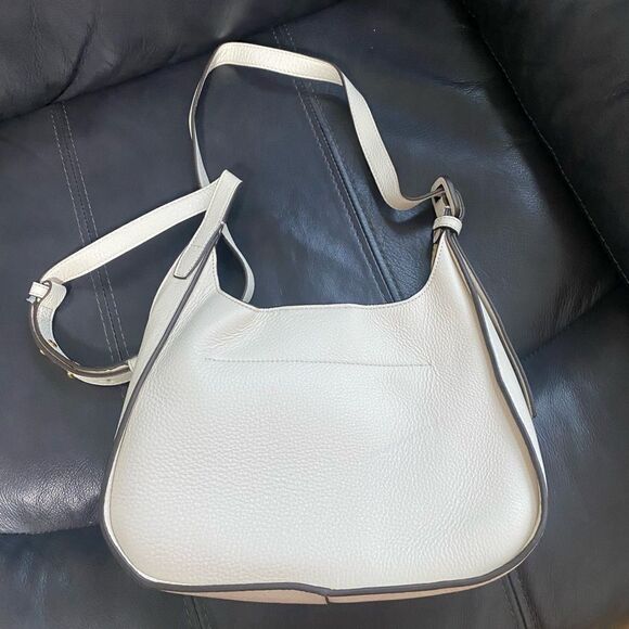 Tory Burch Miller Pebbled Leather white Hobo Shoulder Bag - Picture 6 of 9